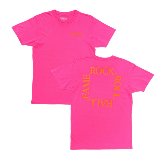 ROCK HALL PINK & ORANGE BLOCKED LOGO T-SHIRT