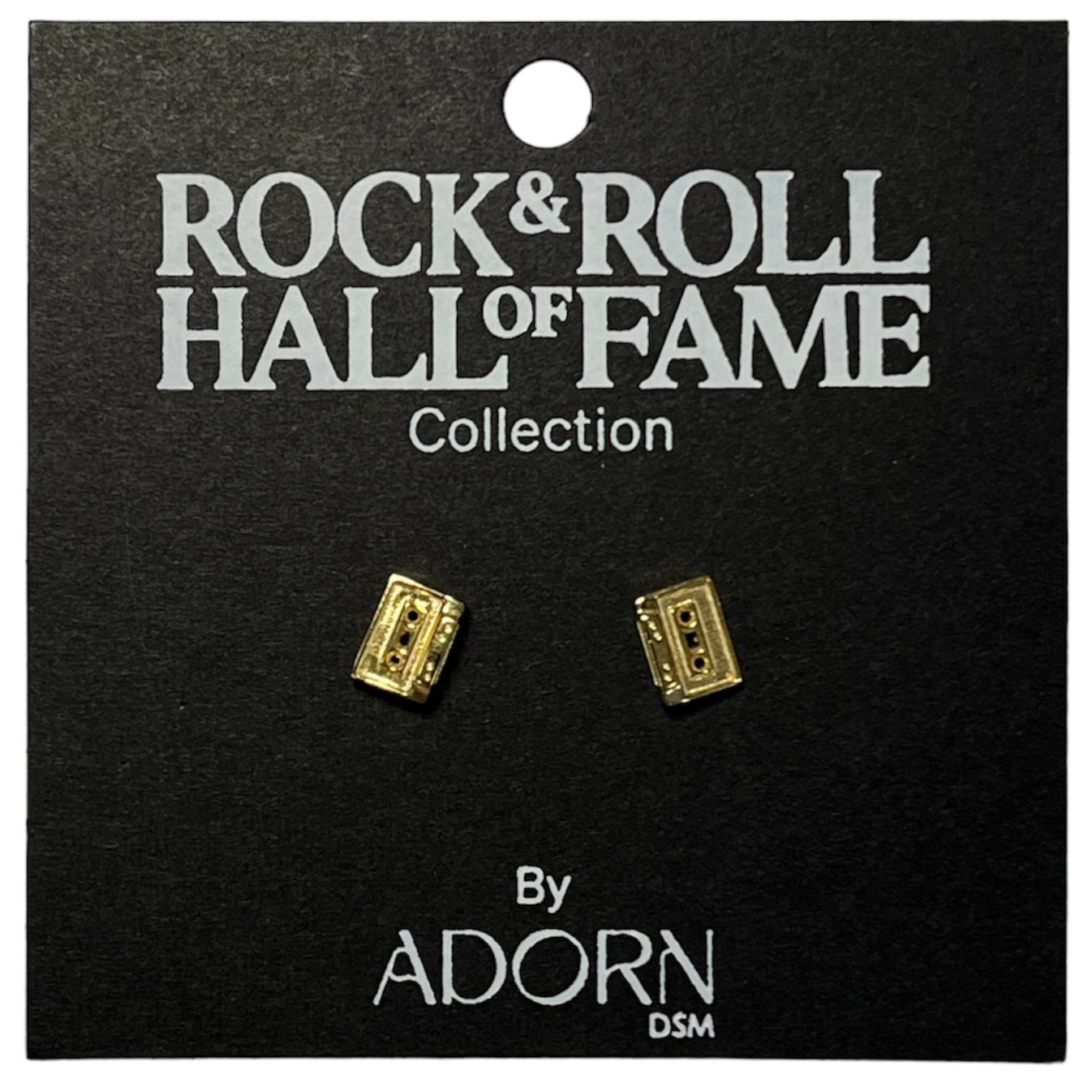 ROCK HALL GOLD CASSETTE TAPE STUD EARRINGS