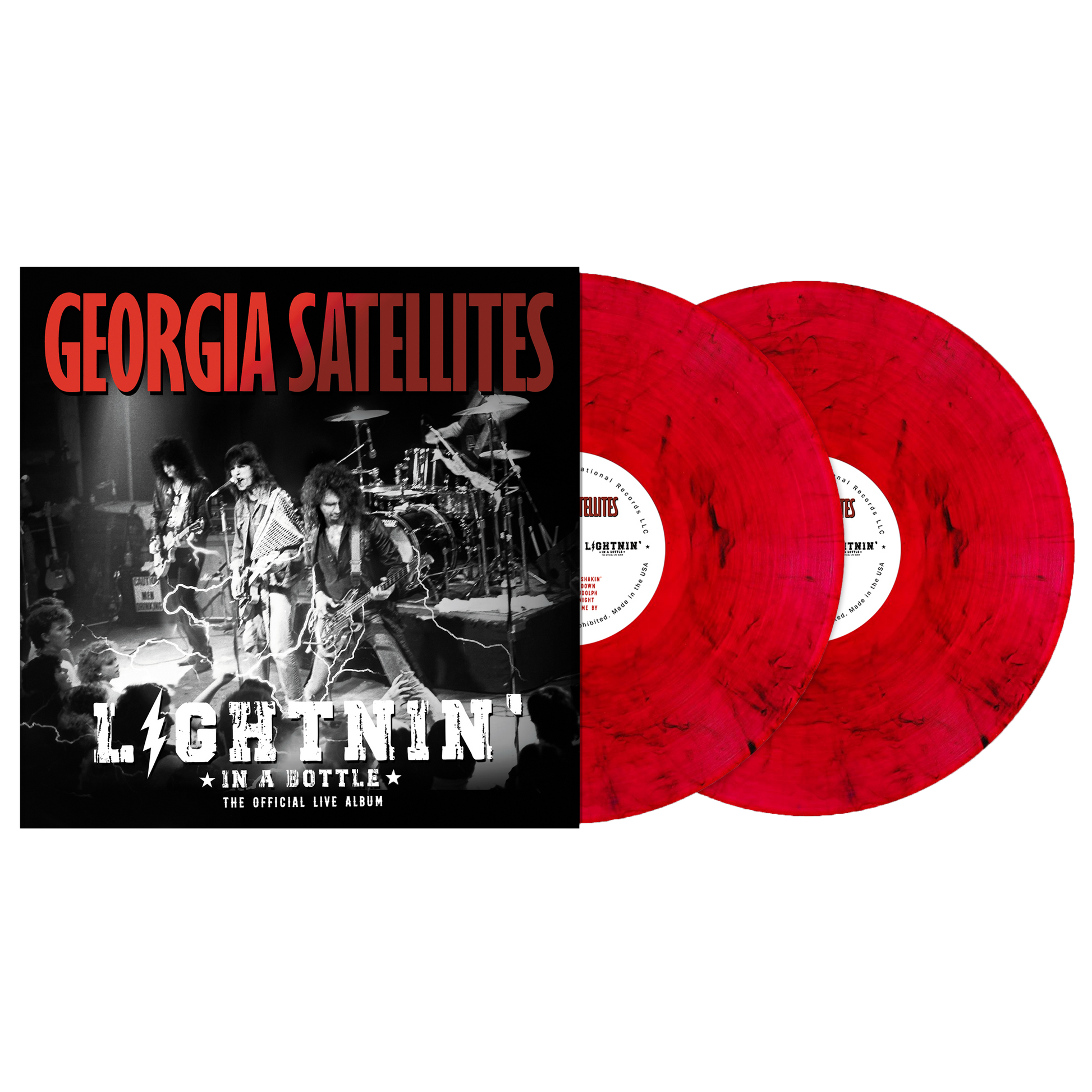 GEORGIA SATELLITES - LIGHTNIN' IN A BOTTLE: THE OFFICIAL LIVE ALBUM - RED BLACK SMOKE COLOR  - 2-LP - VINYL LP