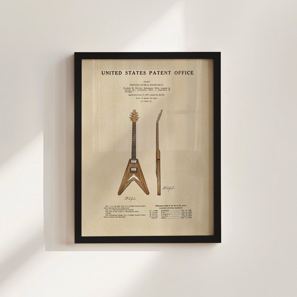 PATENTES ATEMPORALES - IMPRESIÓN DE LA GUITARRA GIBSON FLYING V