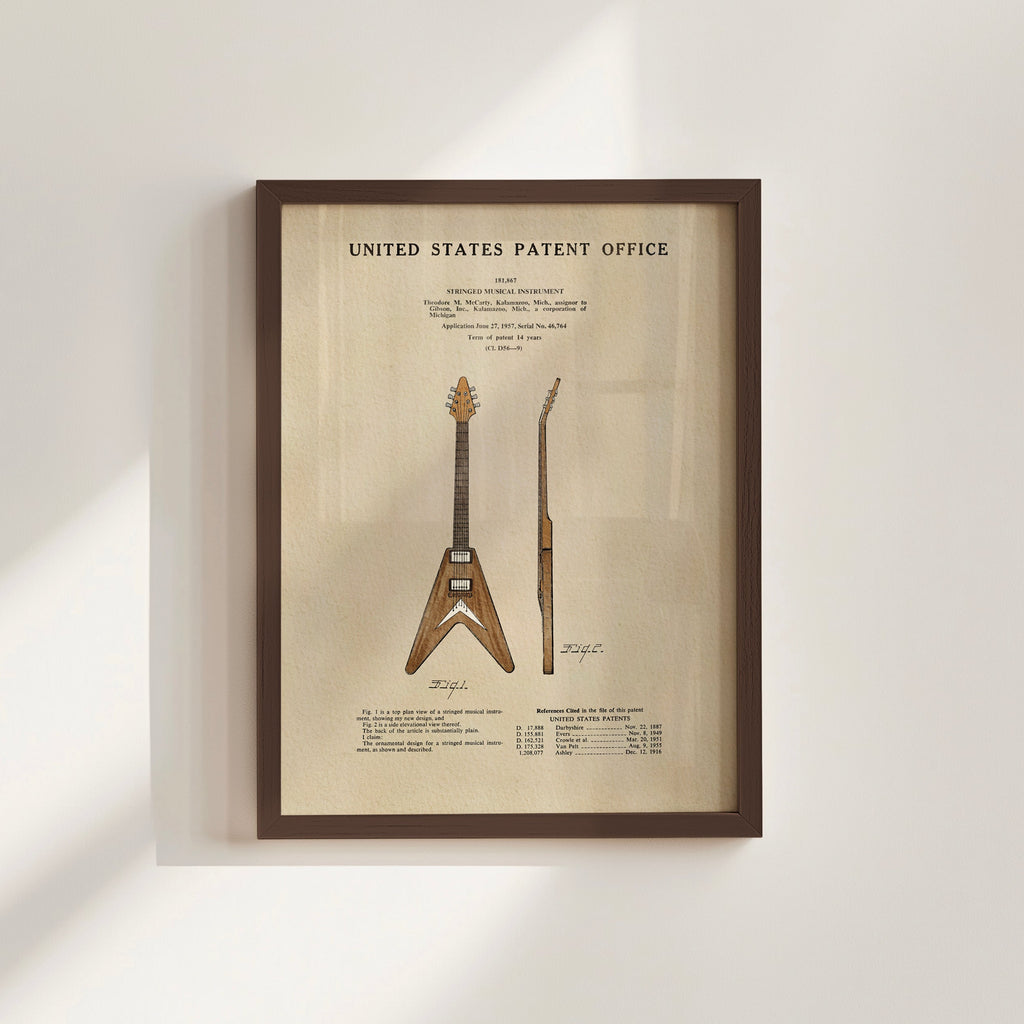 PATENTES ATEMPORALES - IMPRESIÓN DE LA GUITARRA GIBSON FLYING V