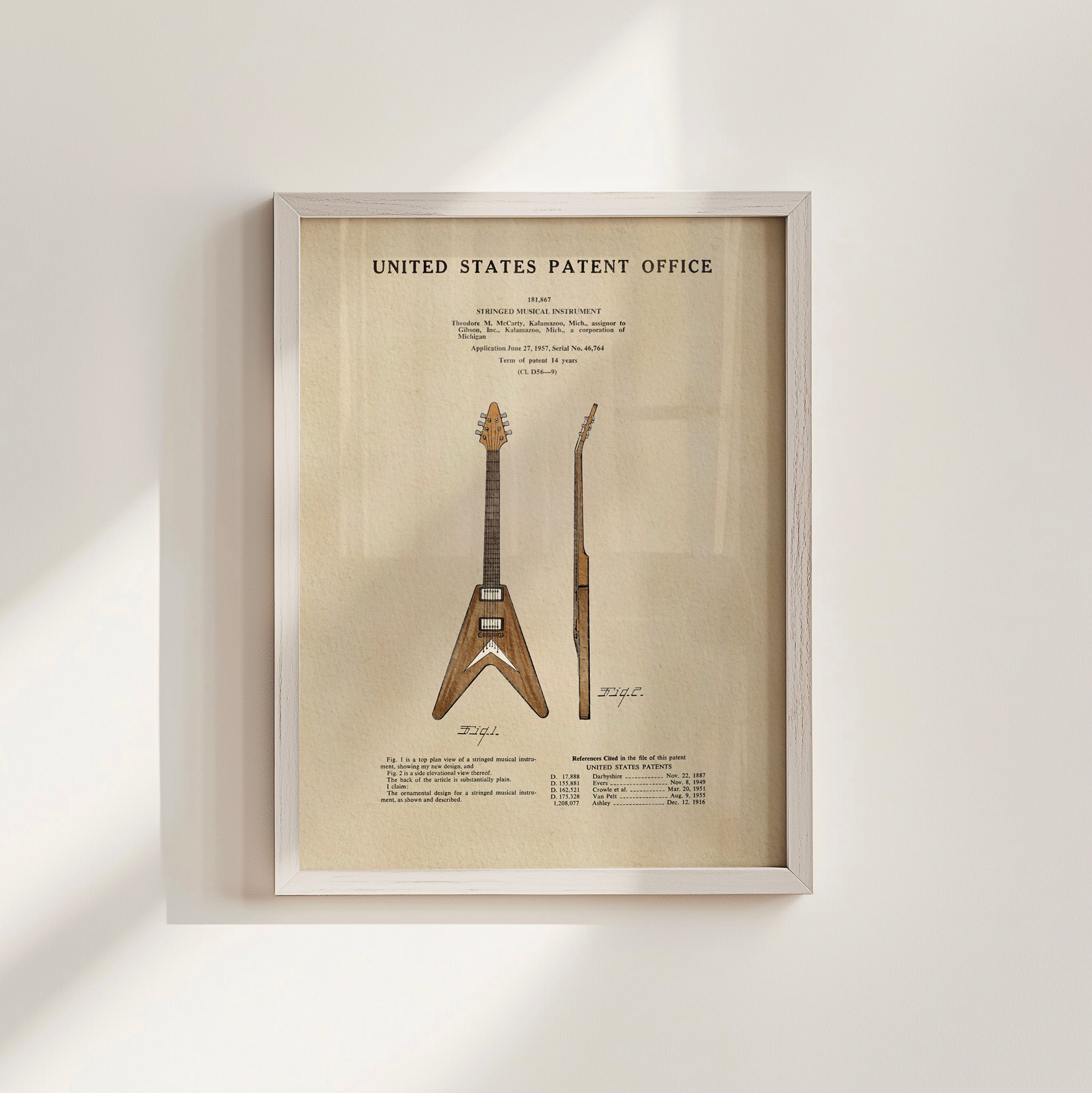 PATENTES ATEMPORALES - IMPRESIÓN DE LA GUITARRA GIBSON FLYING V