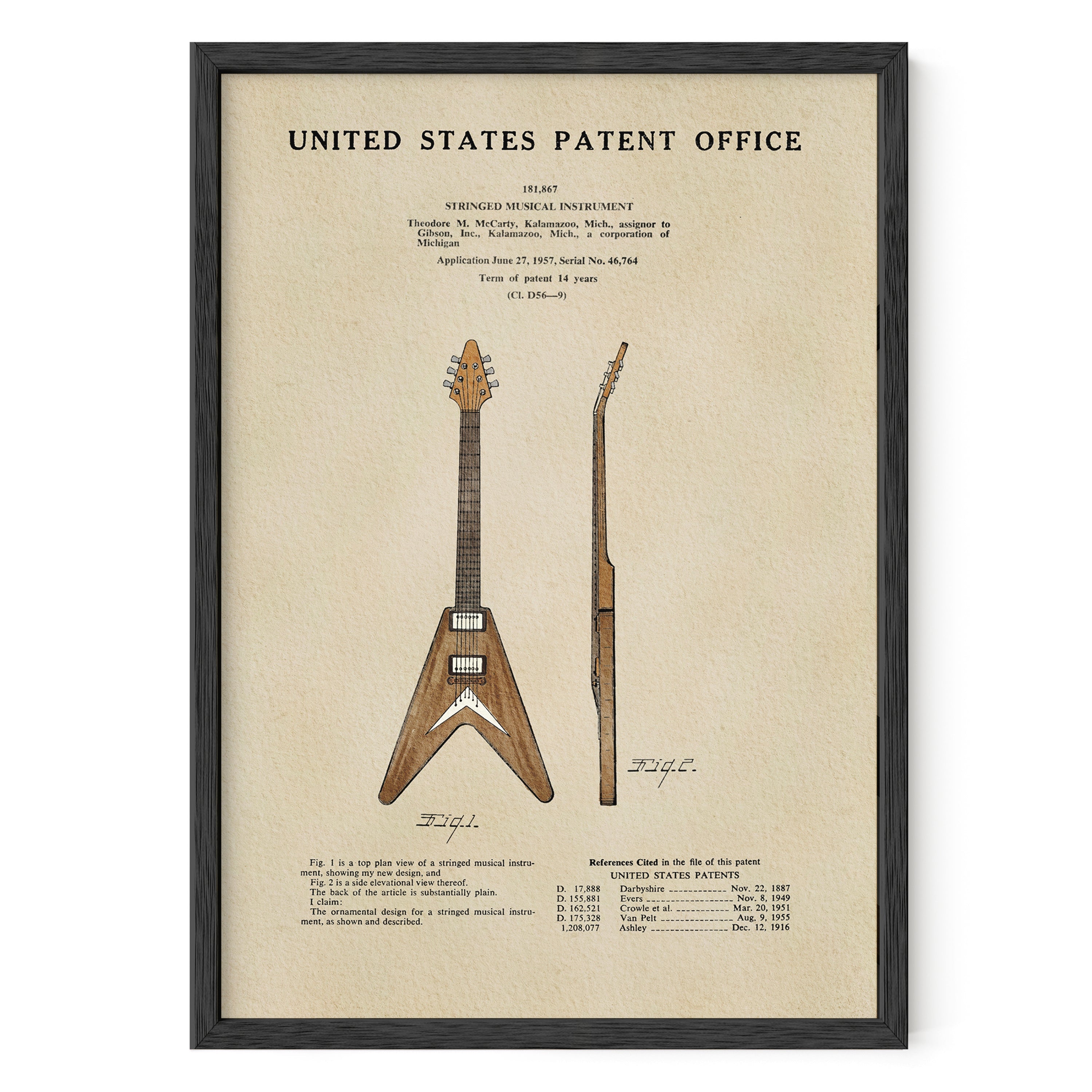 PATENTES ATEMPORALES - IMPRESIÓN DE LA GUITARRA GIBSON FLYING V