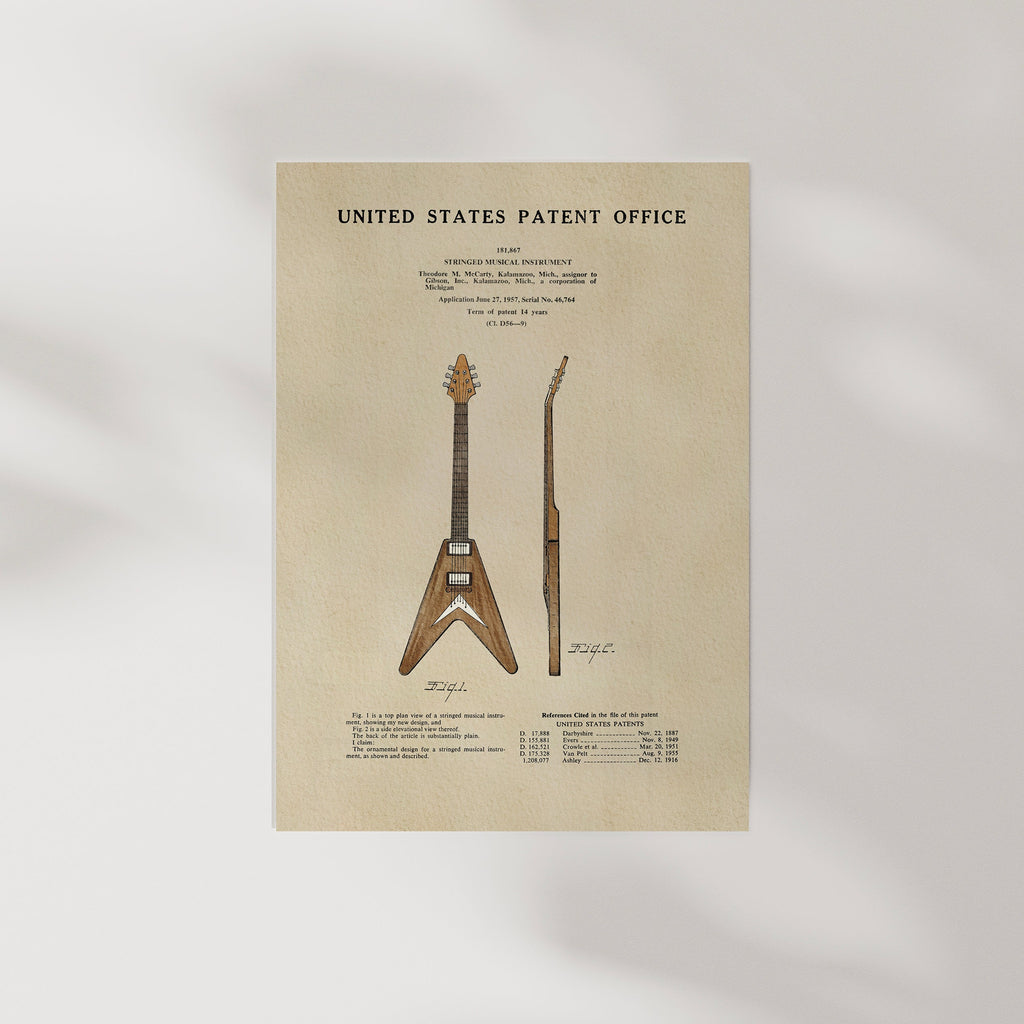 PATENTES ATEMPORALES - IMPRESIÓN DE LA GUITARRA GIBSON FLYING V