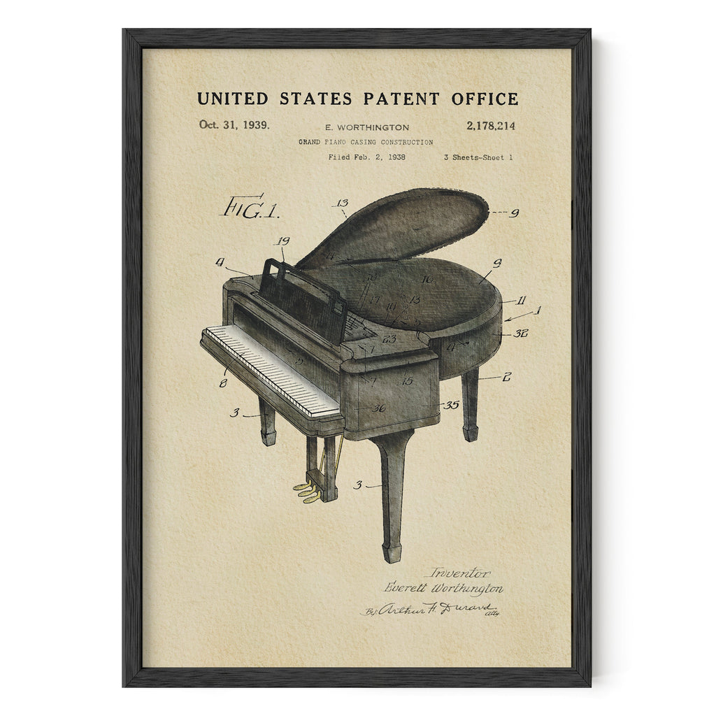 PATENTES ATEMPORALES - IMPRESIÓN DE PIANO DE COLA