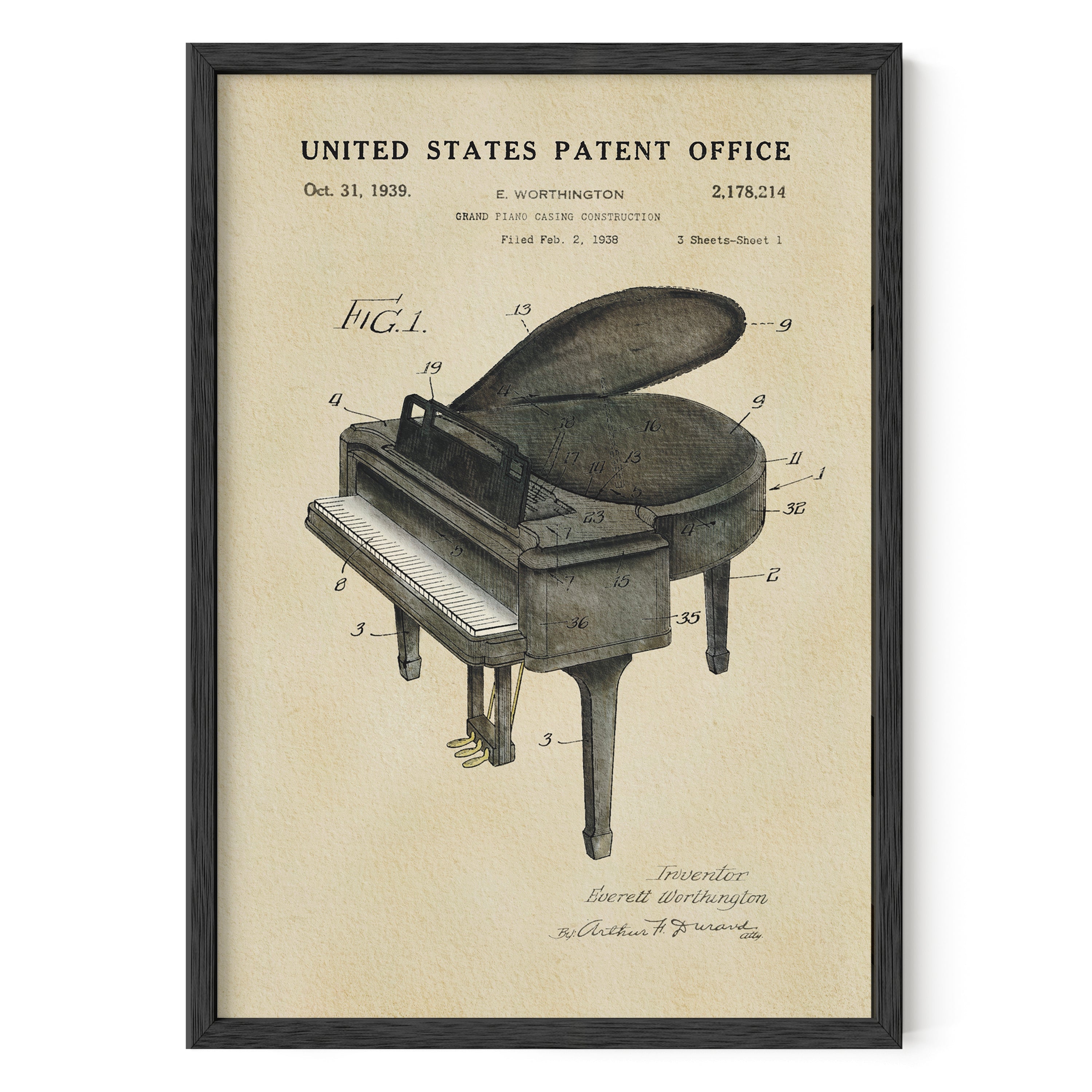 PATENTES ATEMPORALES - IMPRESIÓN DE PIANO DE COLA