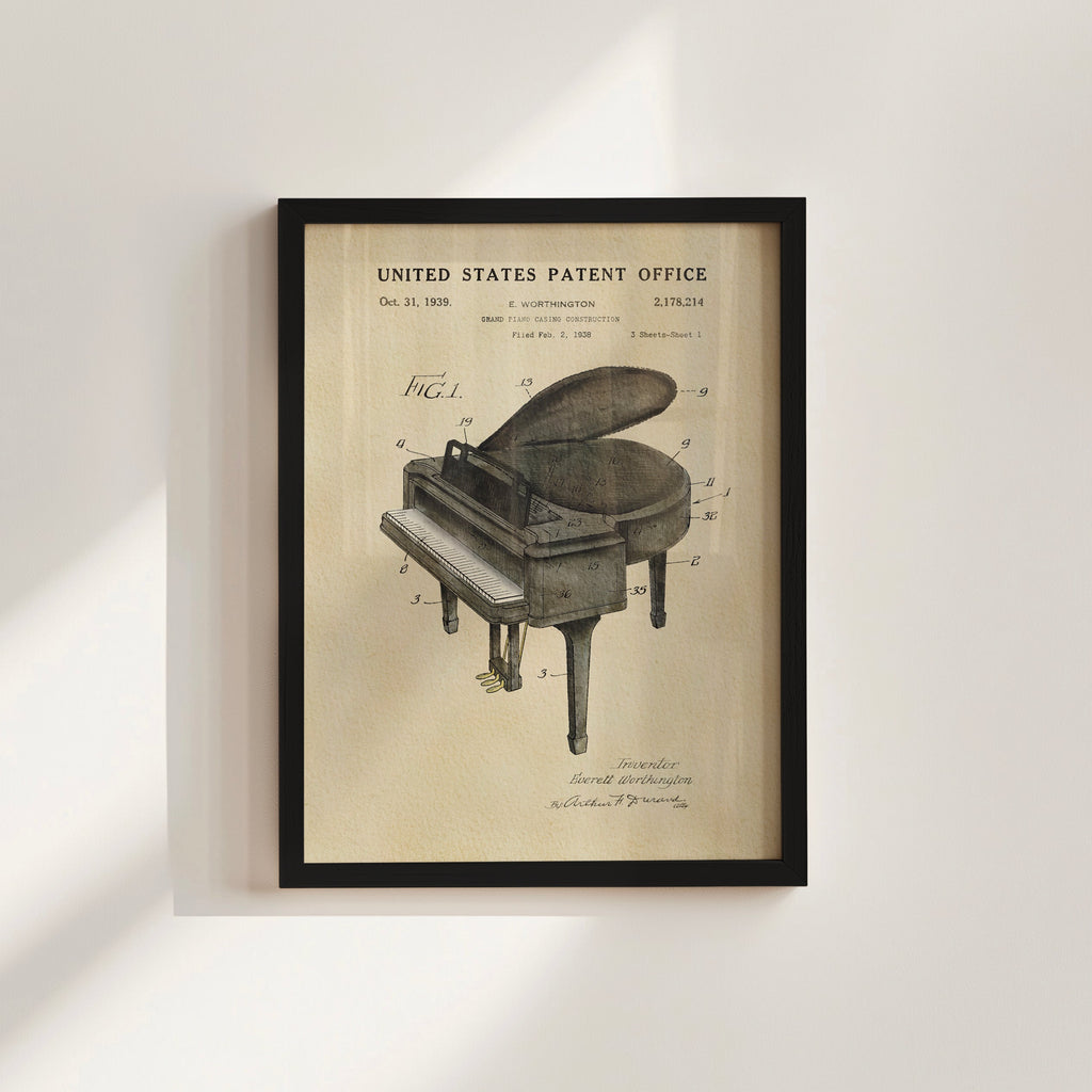 PATENTES ATEMPORALES - IMPRESIÓN DE PIANO DE COLA