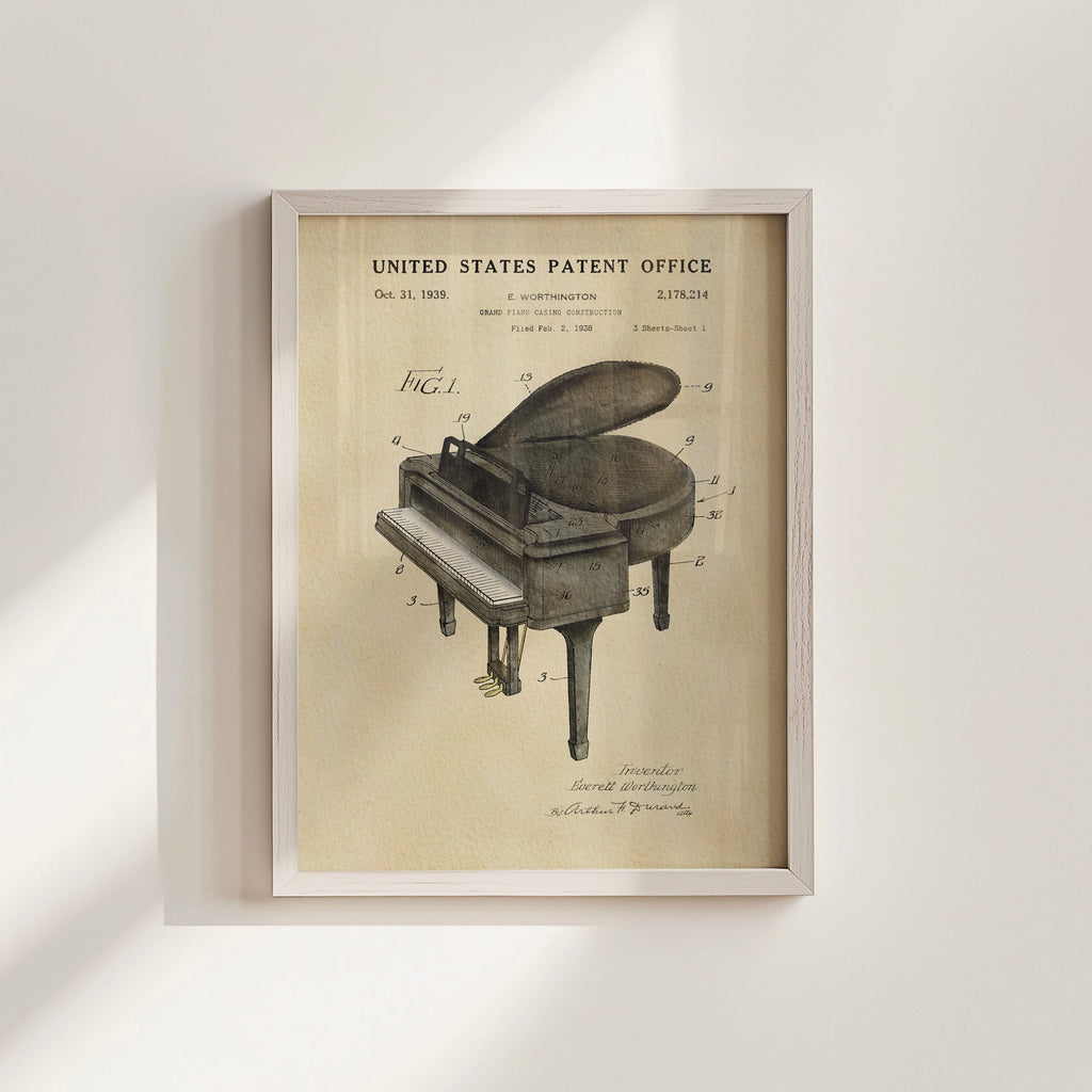 PATENTES ATEMPORALES - IMPRESIÓN DE PIANO DE COLA