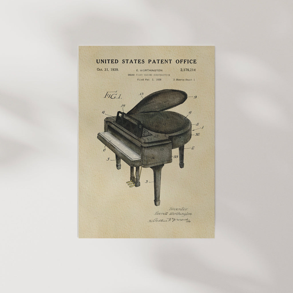 PATENTES ATEMPORALES - IMPRESIÓN DE PIANO DE COLA