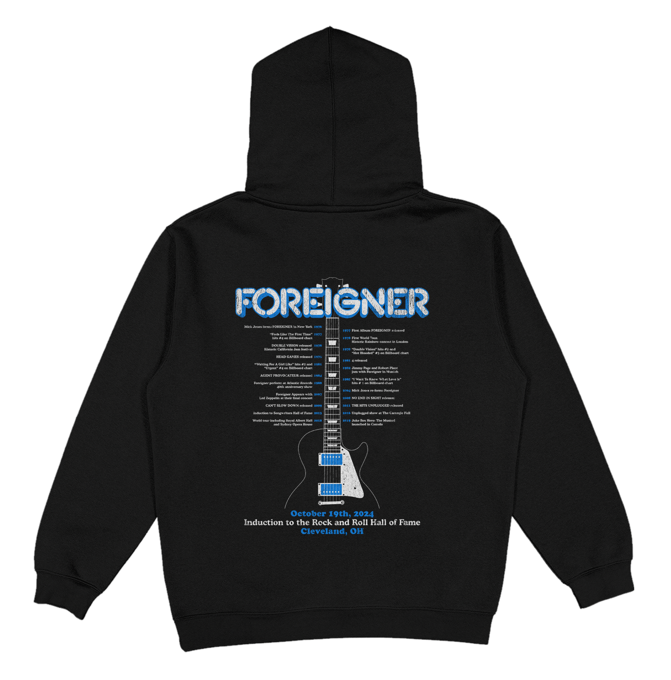 ROCK HALL 2024 x FOREIGNER - HALL OF FAME TIMELINE ZIP-UP HOODIE