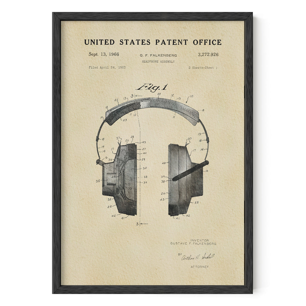 TIMELESS PATENTS - HEADPHONES PRINT