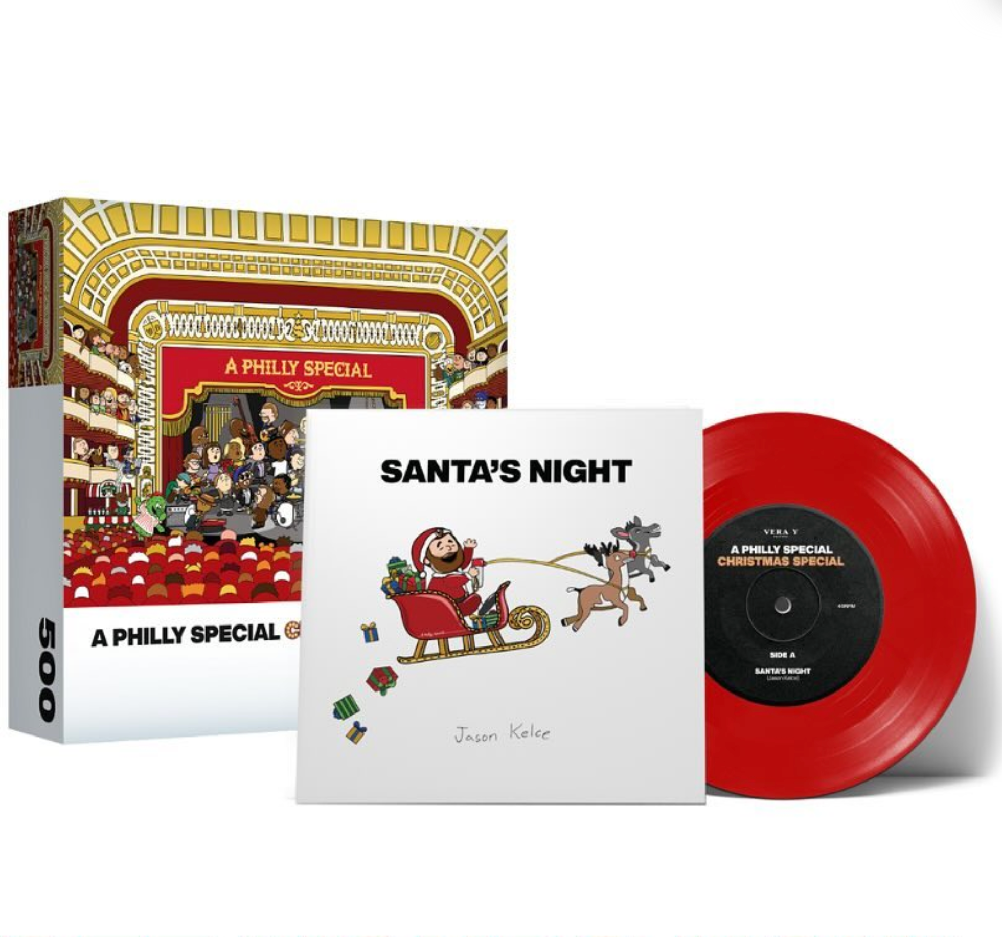 JASON KELCE - SANTA'S NIGHT - RED COLOR - 7" VINYL SINGLE + 500 PIECE JIGSAW PUZZLE