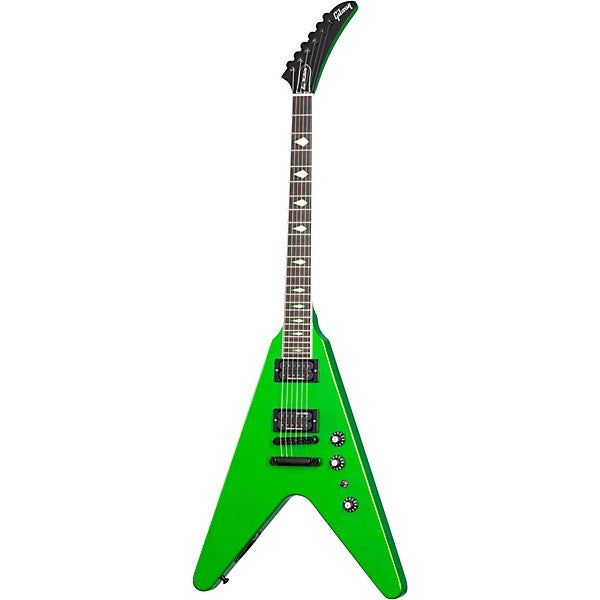 DAVE MUSTAINE - GIBSON FLYING V EXP RUST IN PEACE ALIEN TECH GREEN MINI GUITAR