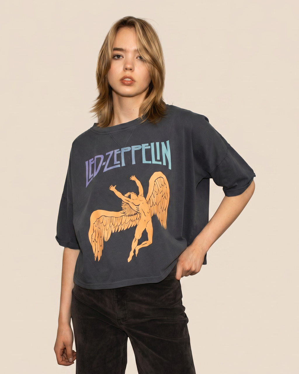 LED ZEPPELIN - SWAN BOXY CROPPED TEE
