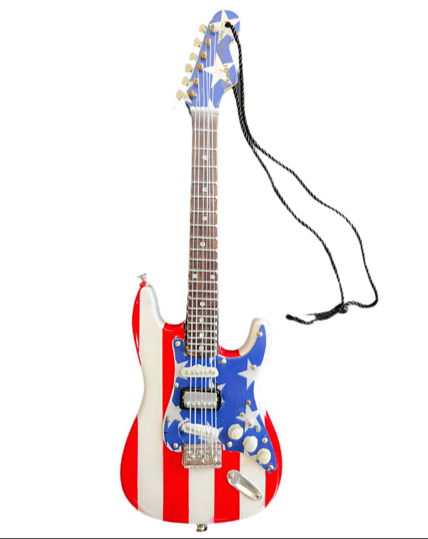 MC5 - WAYNE KRAMER - 6" FENDER® STRATOCASTER® STARS N' STRIPES USA FLAG - MINI GUITAR ORNAMENT