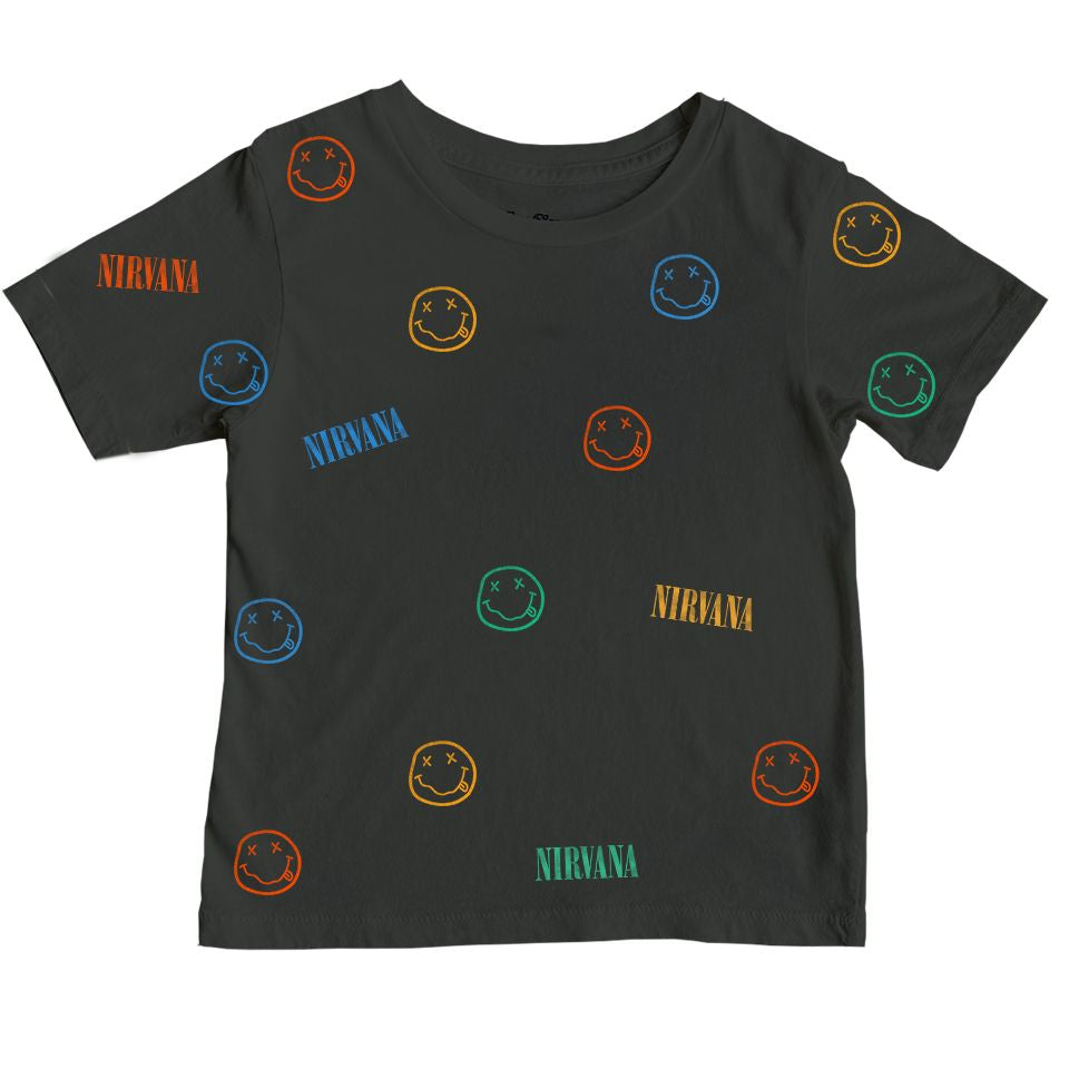NIRVANA - ALL OVER SMILEY KIDS T-SHIRT