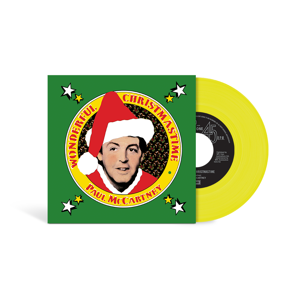 PAUL MCCARTNEY - WONDERFUL CHRISTMASTIME B/W RUDOLPH - YELLOW COLOR - 7" VINYL SINGLE