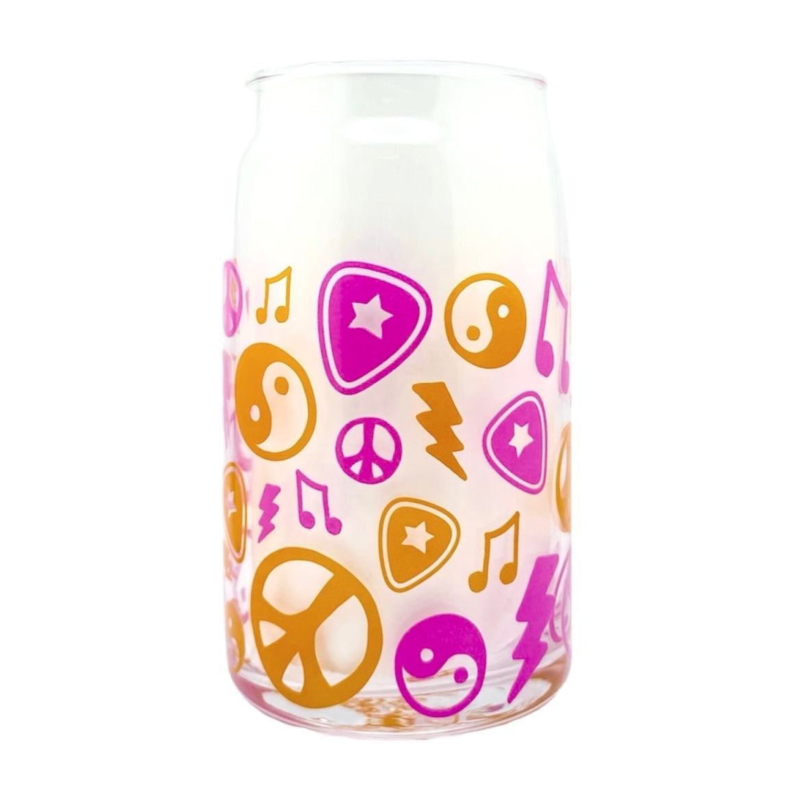 Rock Hall Pink & Orange Soda Can Glass