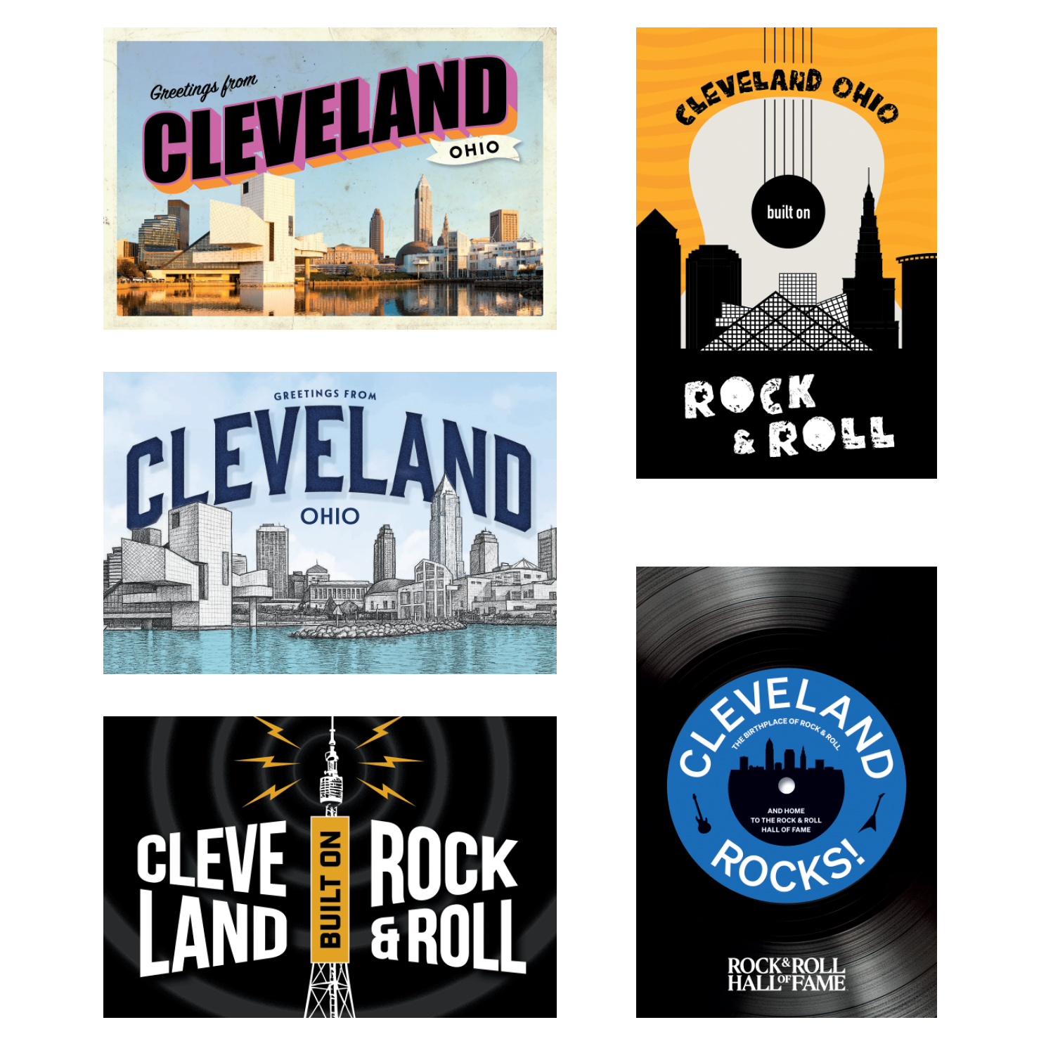 ROCK HALL CLEVELAND POSTCARDS SET OF 6