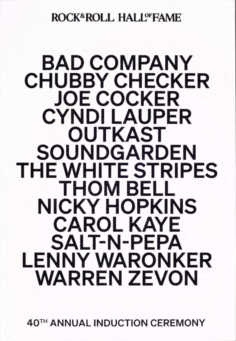 ROCK HALL 2025 INDUCTION PROGRAM