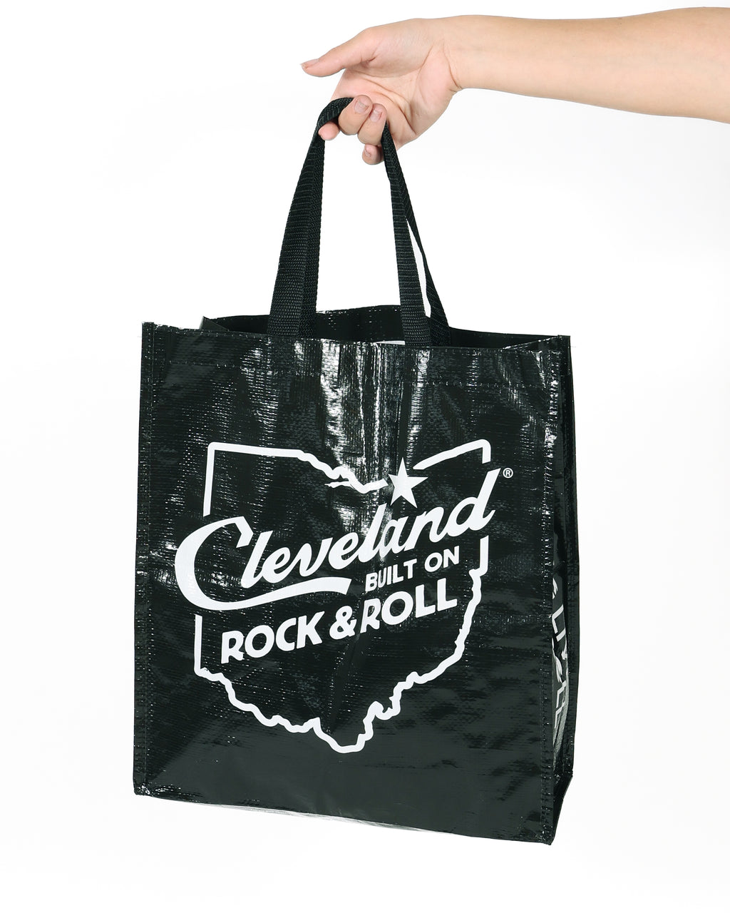 ROCK HALL BUILT ON ROCK AND ROLL RECYCLED TOTE BAG