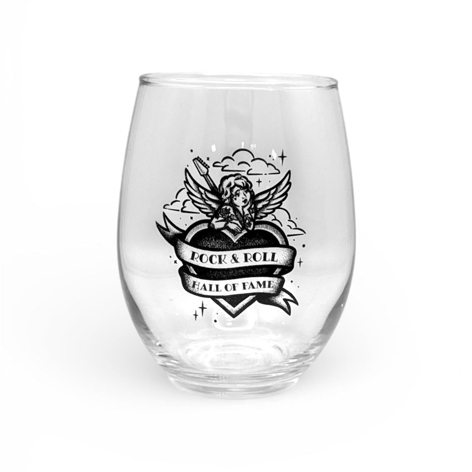 ROCK HALL CHERUB HEART WINE GLASS - Rock & Roll Hall of Fame Museum Store