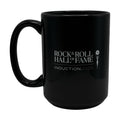 Black mug with Rock & Roll Hall of Fame induction 2025 logo