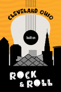 ROCK HALL CLEVELAND BUILT ON ROCK AND ROLL SKYLINE POSTCARD