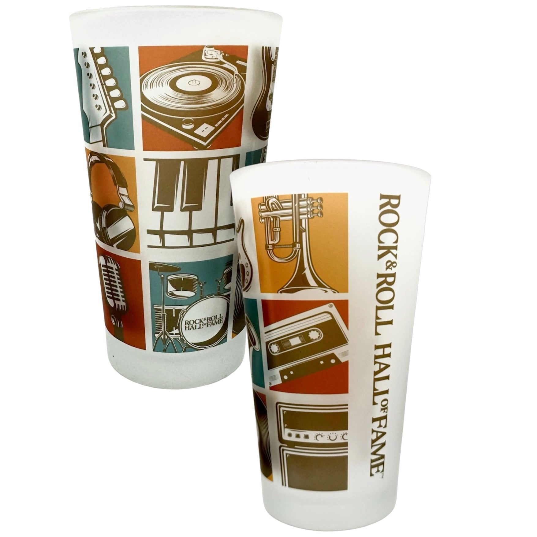 ROCK HALL MUSIC MOSAIC FROSTED PINT GLASS