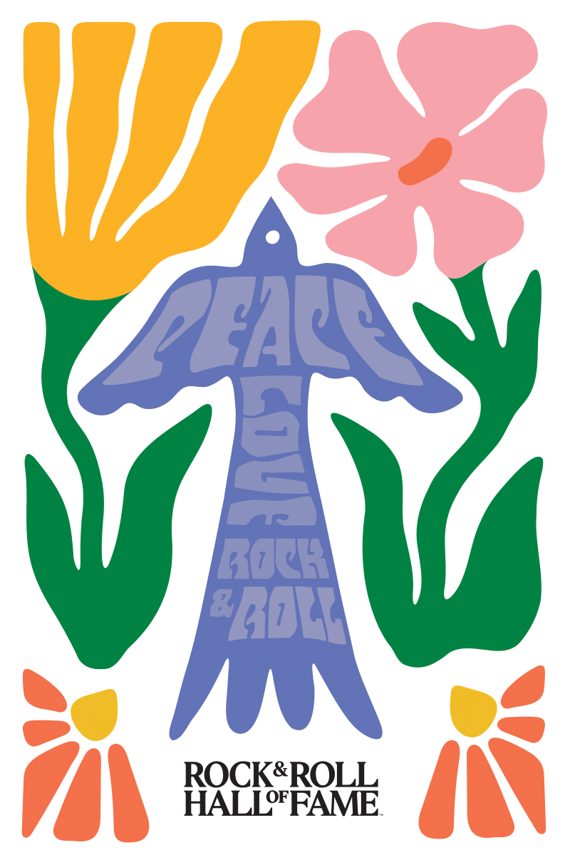 ROCK HALL PEACE LOVE ROCK AND ROLL DOVE POSTCARD