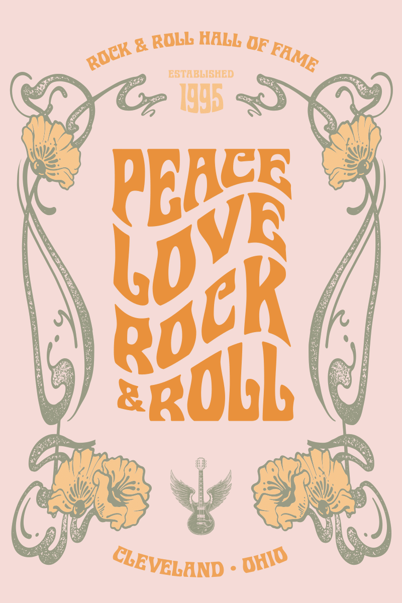 ROCK HALL PEACE LOVE ROCK AND ROLL POSTER POSTCARD