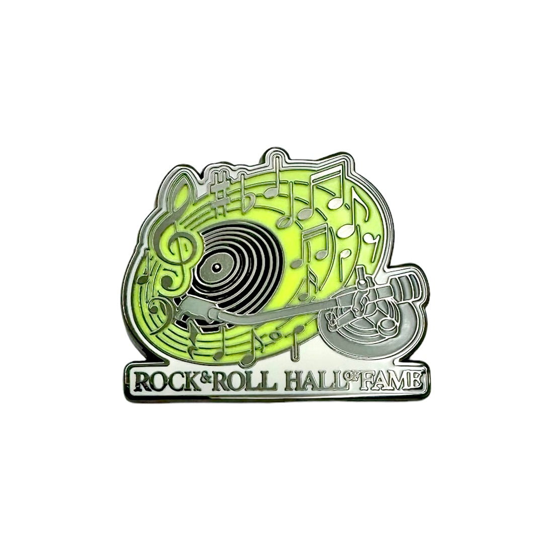 ROCK HALL RECORD WITH MUSIC NOTES PIN