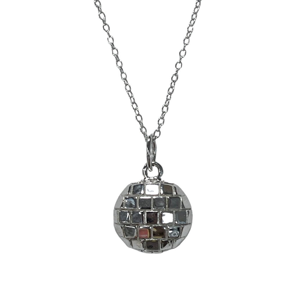 ROCK HALL SILVER DISCO BALL CHARM NECKLACE
