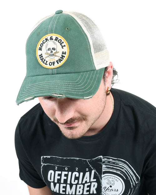 ROCK HALL SKULL & DRUMSTICKS HAT