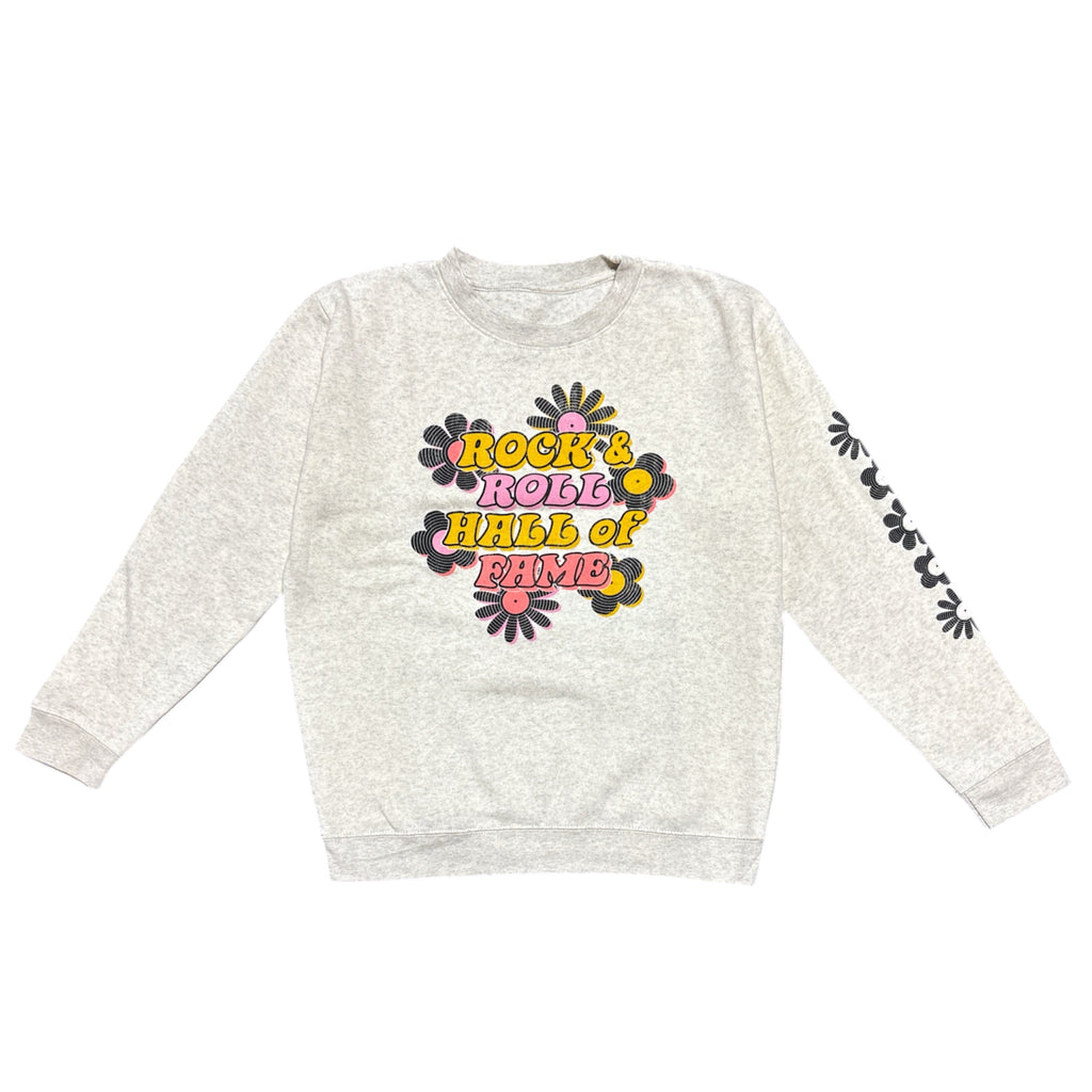 ROCK HALL TOSSED VINYL FLOWERS YOUTH FLEECE CREW