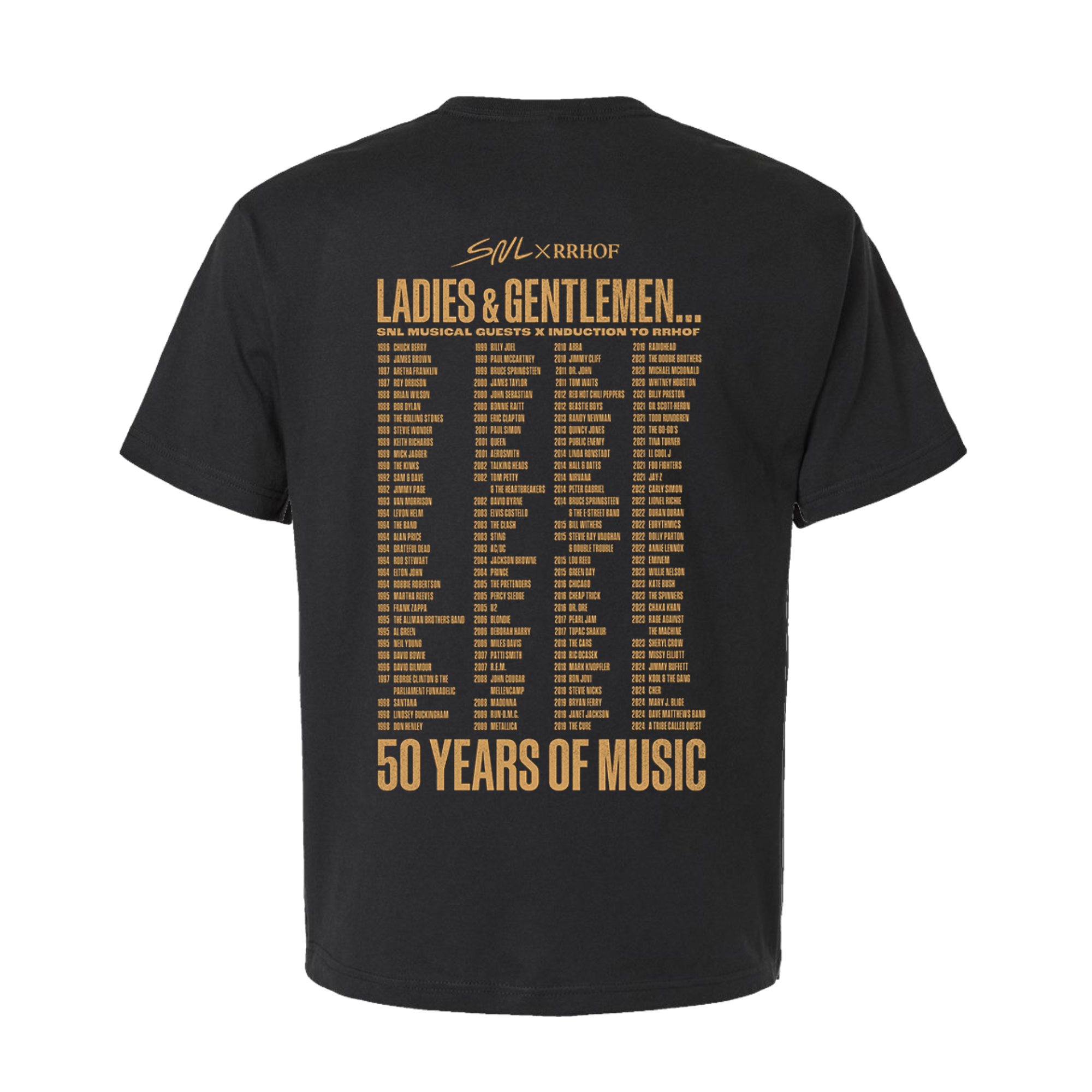 ROCK HALL x SNL - 50 YEARS OF MUSIC ENCYCLOPEDIA UNISEX T-SHIRT