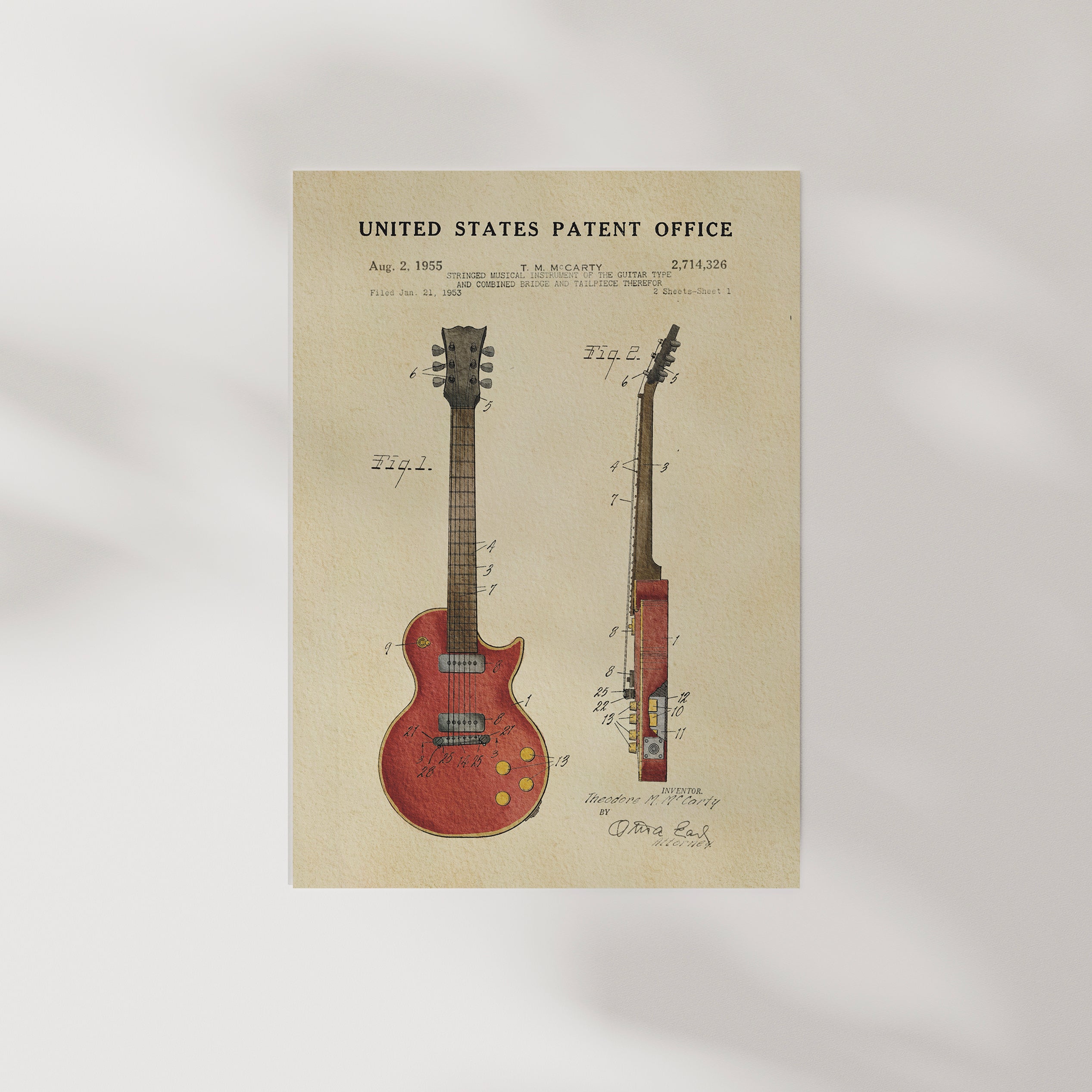 PATENTES ATEMPORALES - IMPRESIÓN DE GUITARRA GIBSON LES PAUL