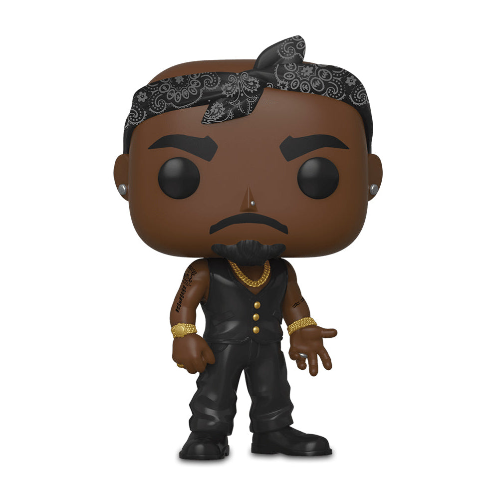 TUPAC SHAKUR - FUNKO POP! ROCKS - TUPAC WITH BLACK VEST & BANDANA