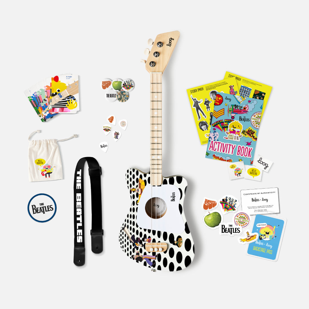 THE BEATLES x LOOG GUITARS - PAQUETE DE MINI GUITARRA YELLOW SUBMARINE