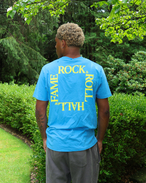 ROCK HALL BLUE & GREEN BLOCKED LOGO T-SHIRT