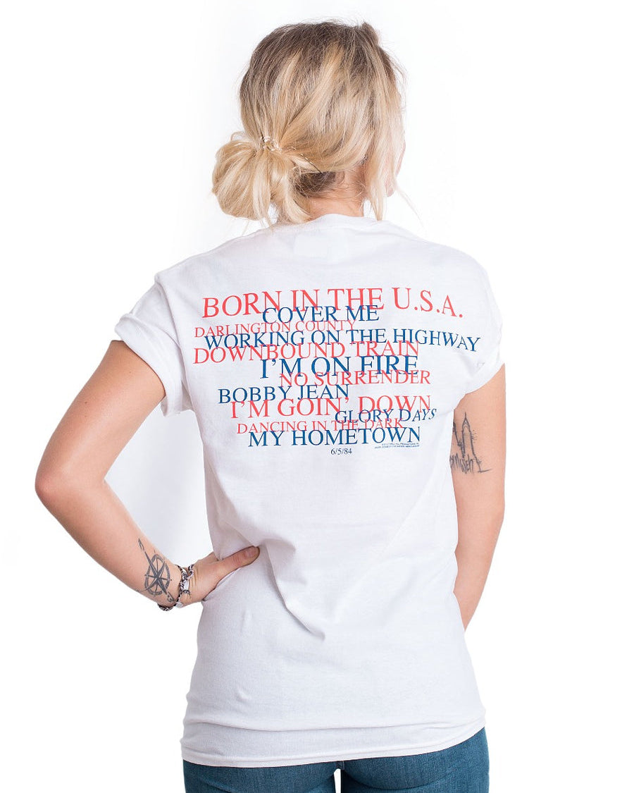 BRUCE SPRINGSTEEN - BORN IN THE USA TRACKLIST T-SHIRT