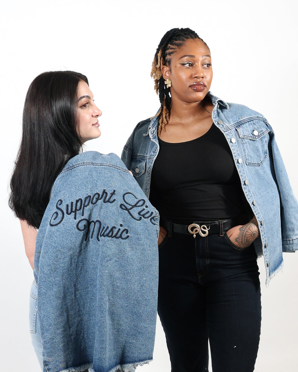 ROCK HALL SUPPORT LIVE MUSIC SCRIPT FITTED DENIM JACKET