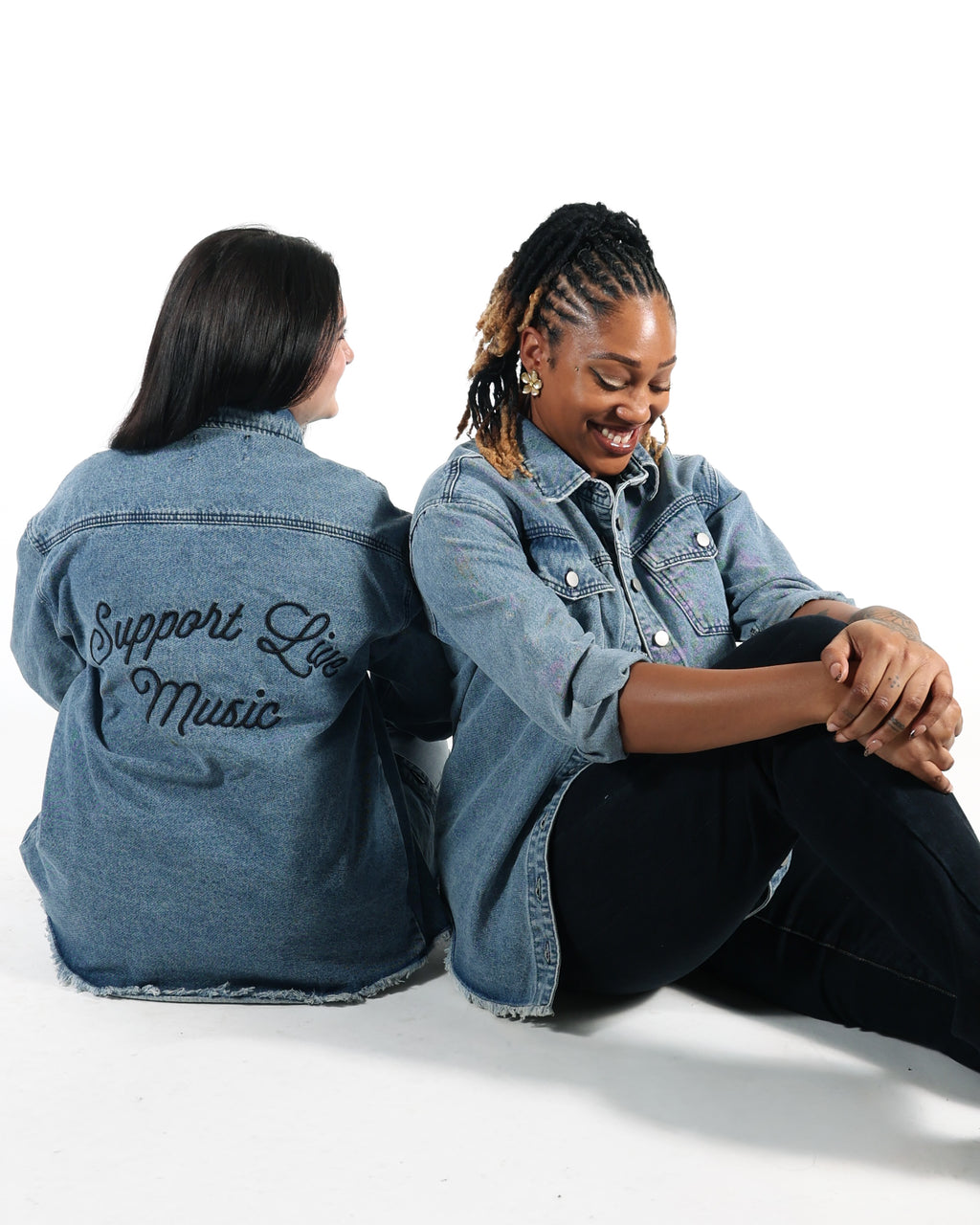 ROCK HALL SUPPORT LIVE MUSIC SCRIPT FITTED DENIM JACKET