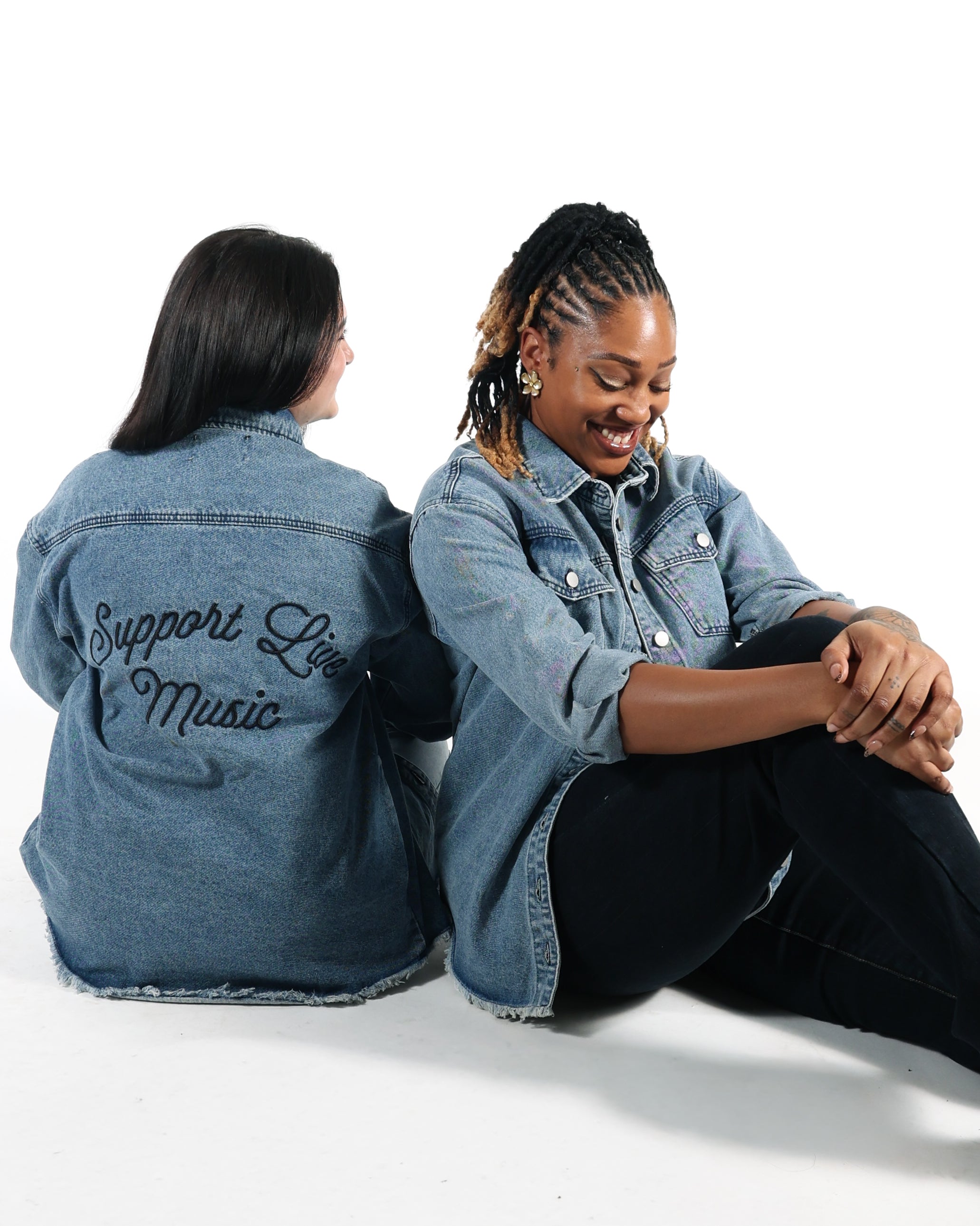 ROCK HALL SUPPORT LIVE MUSIC SCRIPT FITTED DENIM JACKET