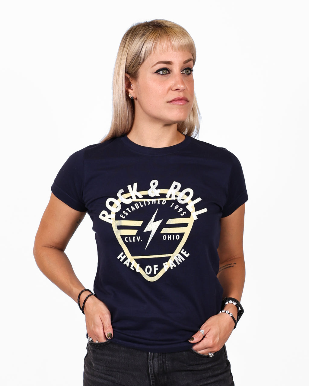 ROCK HALL PICK IMPRINT FITTED T-SHIRT