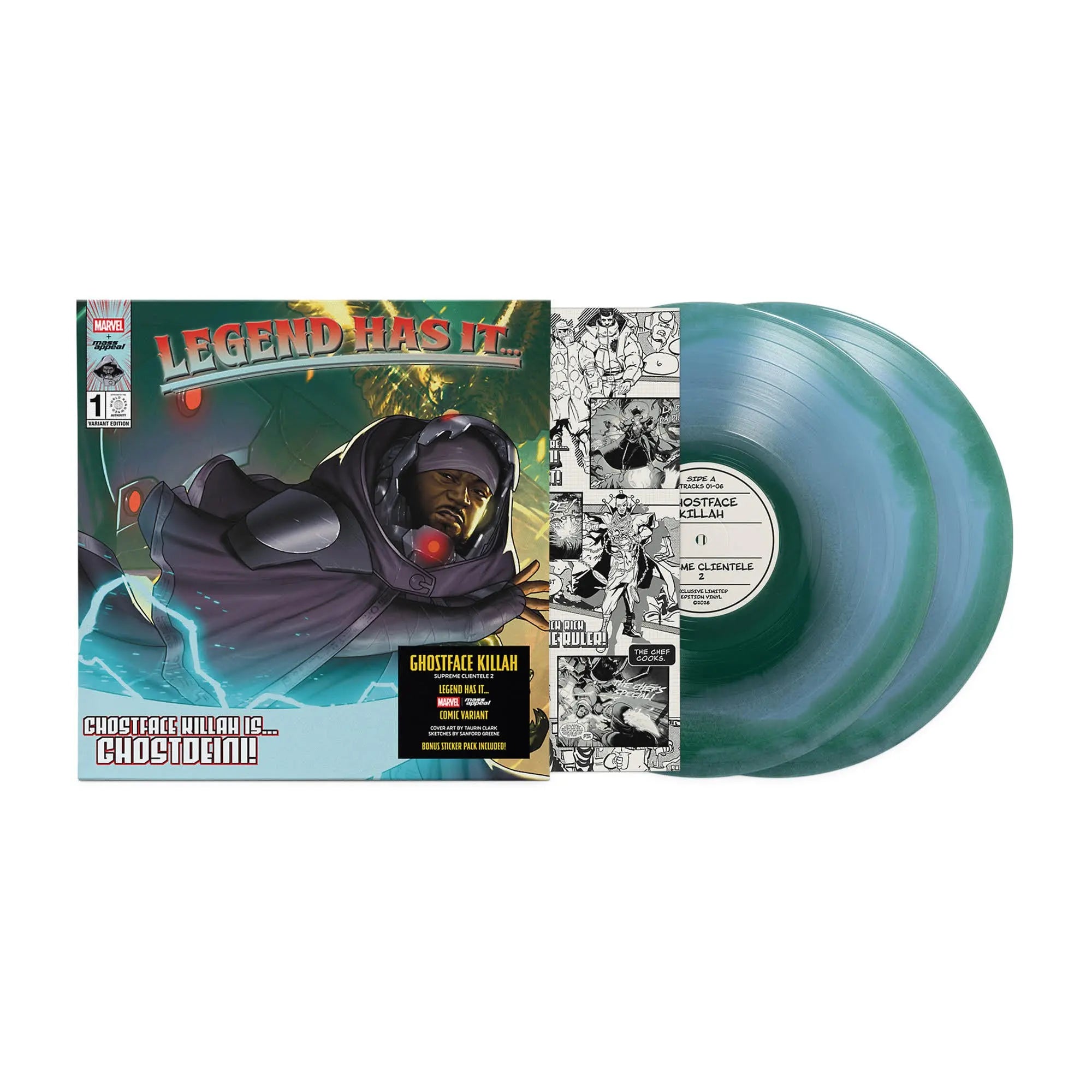 GHOSTFACE KILLAH - SUPREME CLIENTELE 2 - COMIC ARTWORK - BLUE AND GREEN SWIRL COLOR - 2-LP - VINYL LP