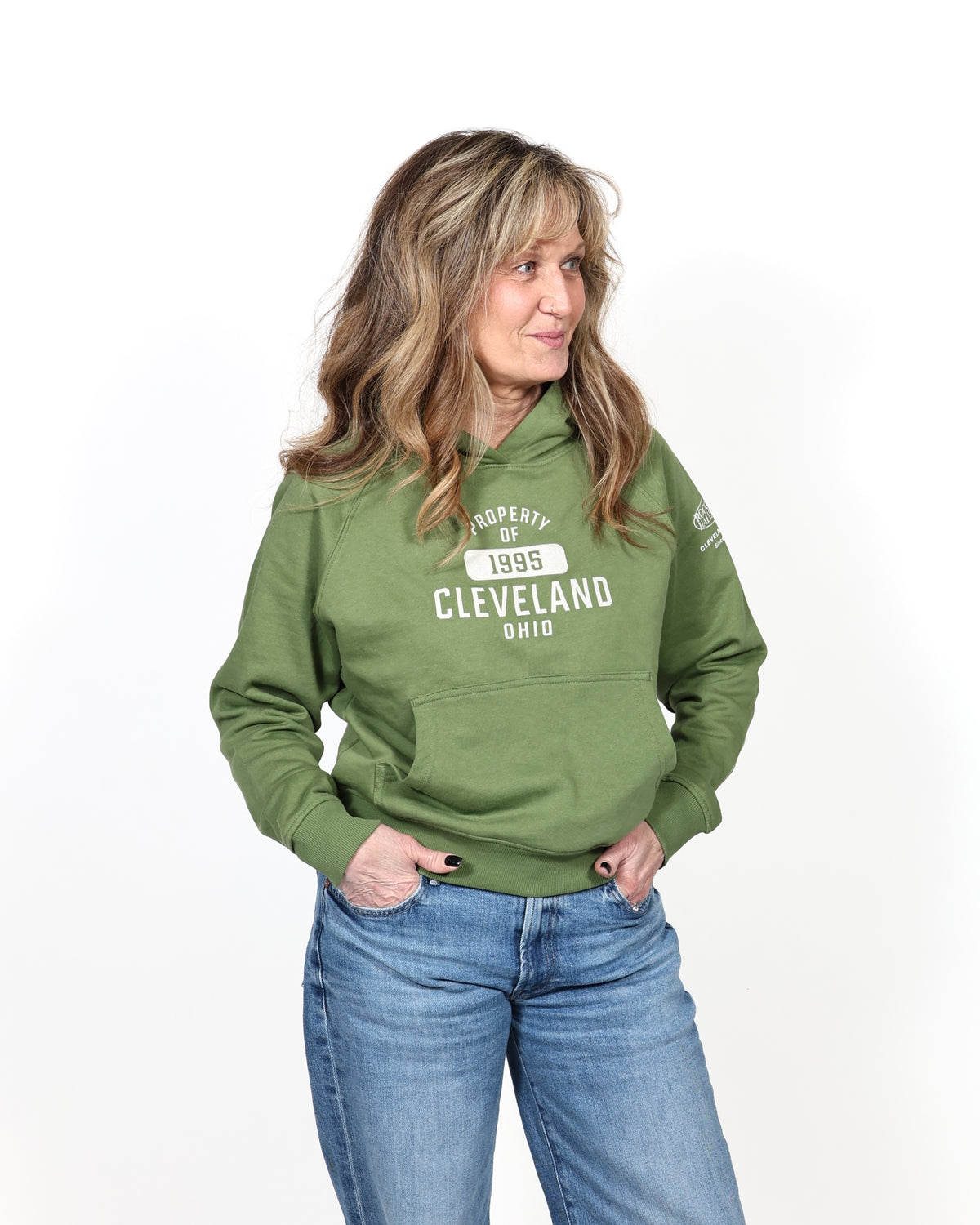 ROCK HALL FELT APPLIQUE FITTED HOODIE