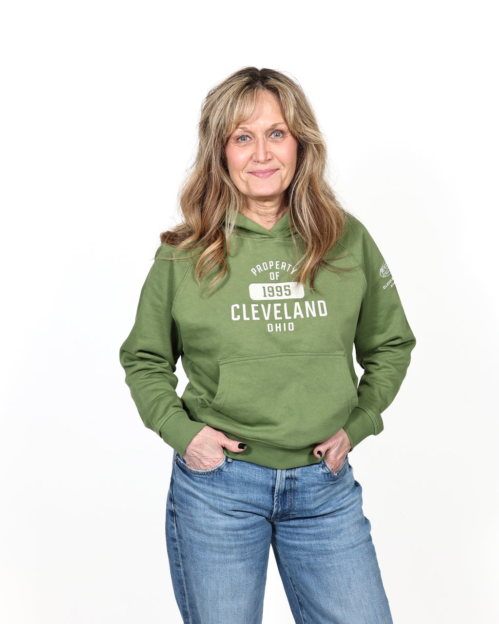 ROCK HALL FELT APPLIQUE FITTED HOODIE