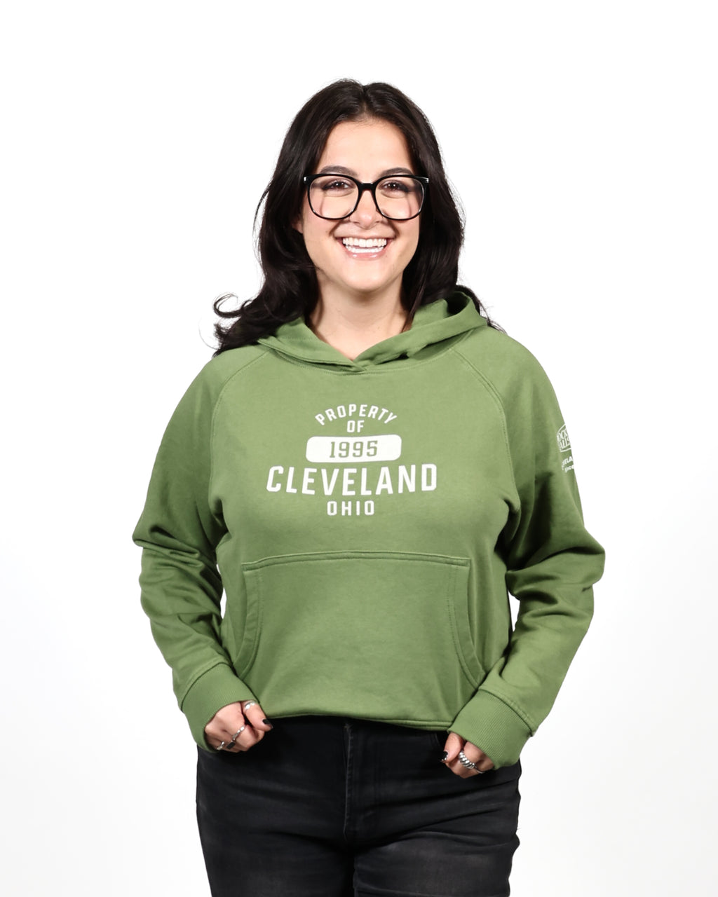 ROCK HALL FELT APPLIQUE FITTED HOODIE