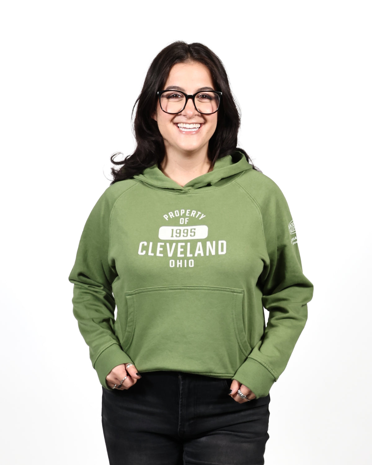 ROCK HALL FELT APPLIQUE FITTED HOODIE